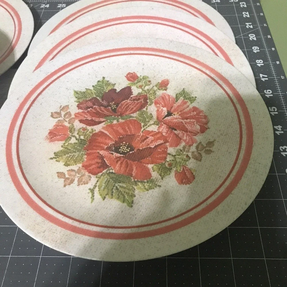 National Home Products‎ Artisan Ware Melamine Red Floral Plate 10